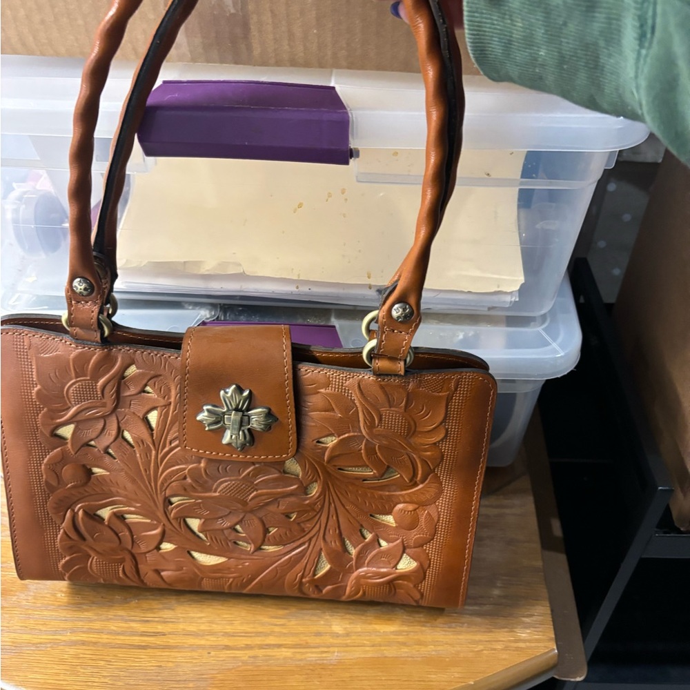 Patricia Nash Tan Embossed Shoulder Bag